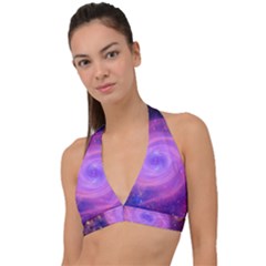 Spiral Strudel Galaxy Eddy Fractal Halter Plunge Bikini Top by Pakrebo