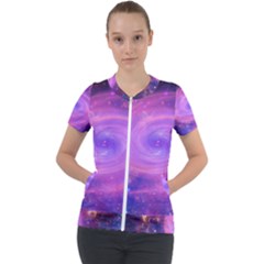 Spiral Strudel Galaxy Eddy Fractal Short Sleeve Zip Up Jacket