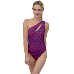 Fractal Rose Blue Red To One Side Swimsuit by Pakrebo