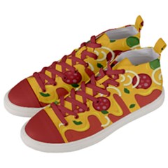 Pizza Topping Funny Modern Yellow Melting Cheese And Pepperonis Men s Mid-top Canvas Sneakers by genx