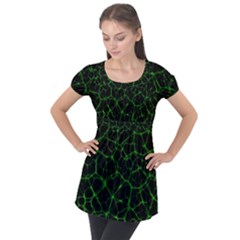 System Web Network Connection Puff Sleeve Tunic Top