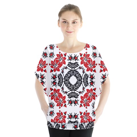 Ornament Seamless Pattern Element Batwing Chiffon Blouse by Pakrebo