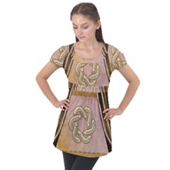 Decorative Celtic Knot Puff Sleeve Tunic Top by FantasyWorld7