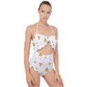 Pizza Pattern pepperoni cheese funny slices Scallop Top Cut Out Swimsuit View1