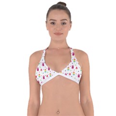 Popsicle Juice Watercolor With Fruit Berries And Cherries Summer Pattern Halter Neck Bikini Top by genx