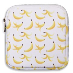 Yellow Banana And Peels Pattern With Polygon Retro Style Mini Square Pouch by genx