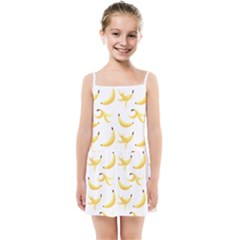 Yellow Banana And Peels Pattern With Polygon Retro Style Kids  Summer Sun Dress by genx