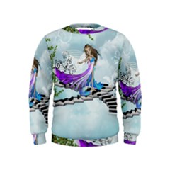 Cute Fairy Dancing On A Piano Kids  Sweatshirt by FantasyWorld7