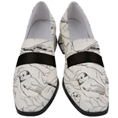 Birds Hand Drawn Outline Black And White Vintage Ink Women s Chunky Heel Loafers by genx