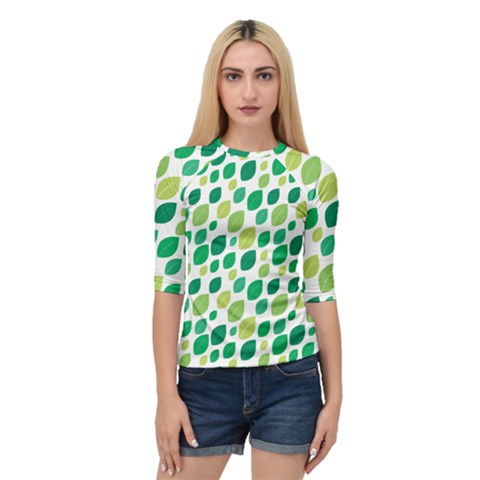 Leaves Green Modern Pattern Naive Retro Leaf Organic Quarter Sleeve Raglan Tee by genx