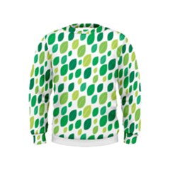 Leaves Green Modern Pattern Naive Retro Leaf Organic Kids  Sweatshirt