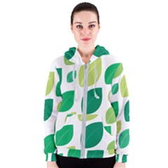 Leaves Green Modern Pattern Naive Retro Leaf Organic Women s Zipper Hoodie by genx