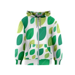 Leaves Green Modern Pattern Naive Retro Leaf Organic Kids  Zipper Hoodie by genx