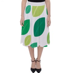 Leaves Green Modern Pattern Naive Retro Leaf Organic Classic Midi Skirt by genx