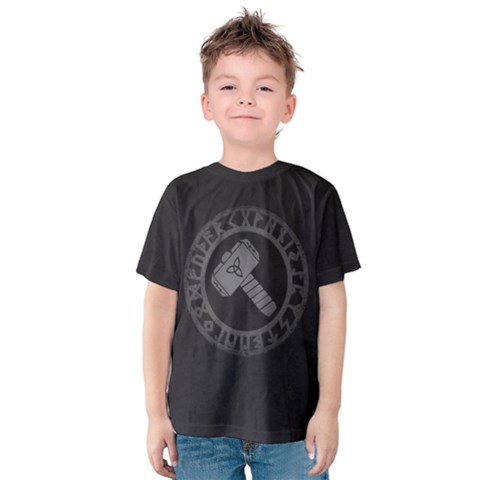 Thor Hammer With Runes Valhalla Tristella Viking Norse Mythology Mjolnir  Kids  Cotton Tee by snek