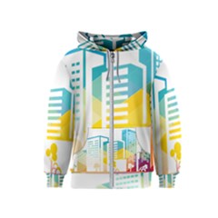 Silhouette Cityscape Building Icon Color City Kids  Zipper Hoodie by Sudhe