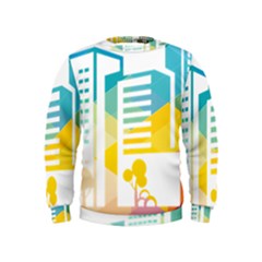 Silhouette Cityscape Building Icon Color City Kids  Sweatshirt by Sudhe