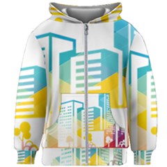 Silhouette Cityscape Building Icon Color City Kids  Zipper Hoodie Without Drawstring by Sudhe