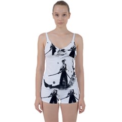 Japan Samurai Drawing   Warrior Tie Front Two Piece Tankini by Sudhe