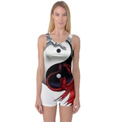 Yin And Yang Chinese Dragon One Piece Boyleg Swimsuit by Sudhe