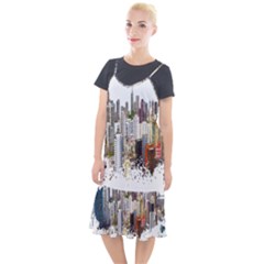 Hong Kong Skyline Watercolor Painting Poster Camis Fishtail Dress by Sudhe