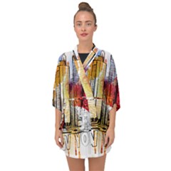 New York City Skyline Vector Illustration Half Sleeve Chiffon Kimono by Sudhe