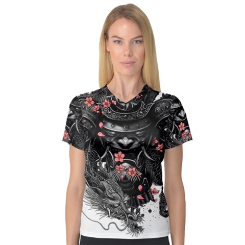 Sleeve Tattoo  Samurai V-neck Sport Mesh Tee by Sudhe