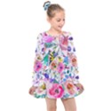 Lovely Pinky Floral Kids  Long Sleeve Dress View1