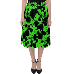 Black And Green Leopard Style Paint Splash Funny Pattern Classic Midi Skirt by yoursparklingshop