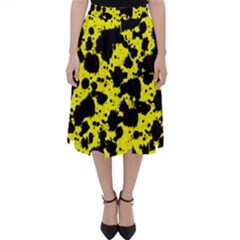 Black And Yellow Leopard Style Paint Splash Funny Pattern  Classic Midi Skirt by yoursparklingshop