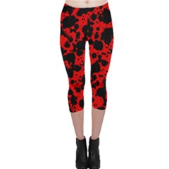 Black And Red Leopard Style Paint Splash Funny Pattern Capri Leggings  by yoursparklingshop