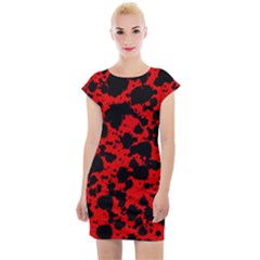 Black And Red Leopard Style Paint Splash Funny Pattern Cap Sleeve Bodycon Dress by yoursparklingshop