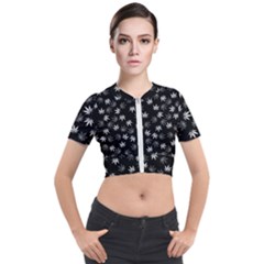 Weed Pattern Short Sleeve Cropped Jacket