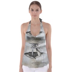 Awesome Fantasy Whale With Women In The Sky Babydoll Tankini Top by FantasyWorld7