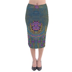 The  Only Way To Freedom And Dignity Ornate Velvet Midi Pencil Skirt by pepitasart