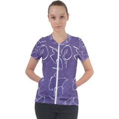 Katsushika Hokusai, Egrets From Quick Lessons In Simplified Drawing Short Sleeve Zip Up Jacket