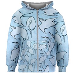 Katsushika Hokusai, Egrets From Quick Lessons In Simplified Drawing Kids  Zipper Hoodie Without Drawstring by Valentinaart