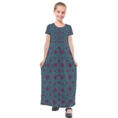 Lovely Ornate Hearts Of Love Kids  Short Sleeve Maxi Dress by pepitasart