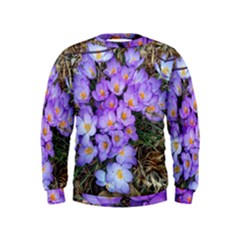 Signs Of Spring Purple Crocua Kids  Sweatshirt by Riverwoman