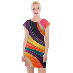 Abstract Colorful Background Wavy Cap Sleeve Bodycon Dress by HermanTelo