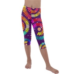 Abstract Background Spiral Colorful Kids  Lightweight Velour Capri Leggings  by HermanTelo