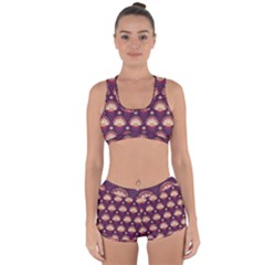 Background Floral Pattern Purple Racerback Boyleg Bikini Set