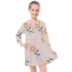 Flowers Continuous Pattern Nature Kids  Quarter Sleeve Shirt Dress by HermanTelo