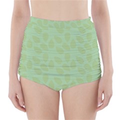 Leaves - Light Green High-waisted Bikini Bottoms by WensdaiAmbrose