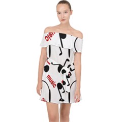 Music Letters Word Headphones Note Off Shoulder Chiffon Dress by HermanTelo