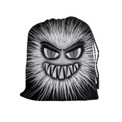 Monster Black White Eyes Drawstring Pouch (xl) by HermanTelo