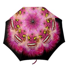 Monster Pink Eyes Aggressive Fangs Folding Umbrellas by HermanTelo