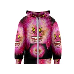 Monster Pink Eyes Aggressive Fangs Kids  Zipper Hoodie