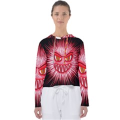 Monster Red Eyes Aggressive Fangs Women s Slouchy Sweat