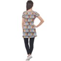 Seamless Pattern Background Abstract Puff Sleeve Tunic Top View2